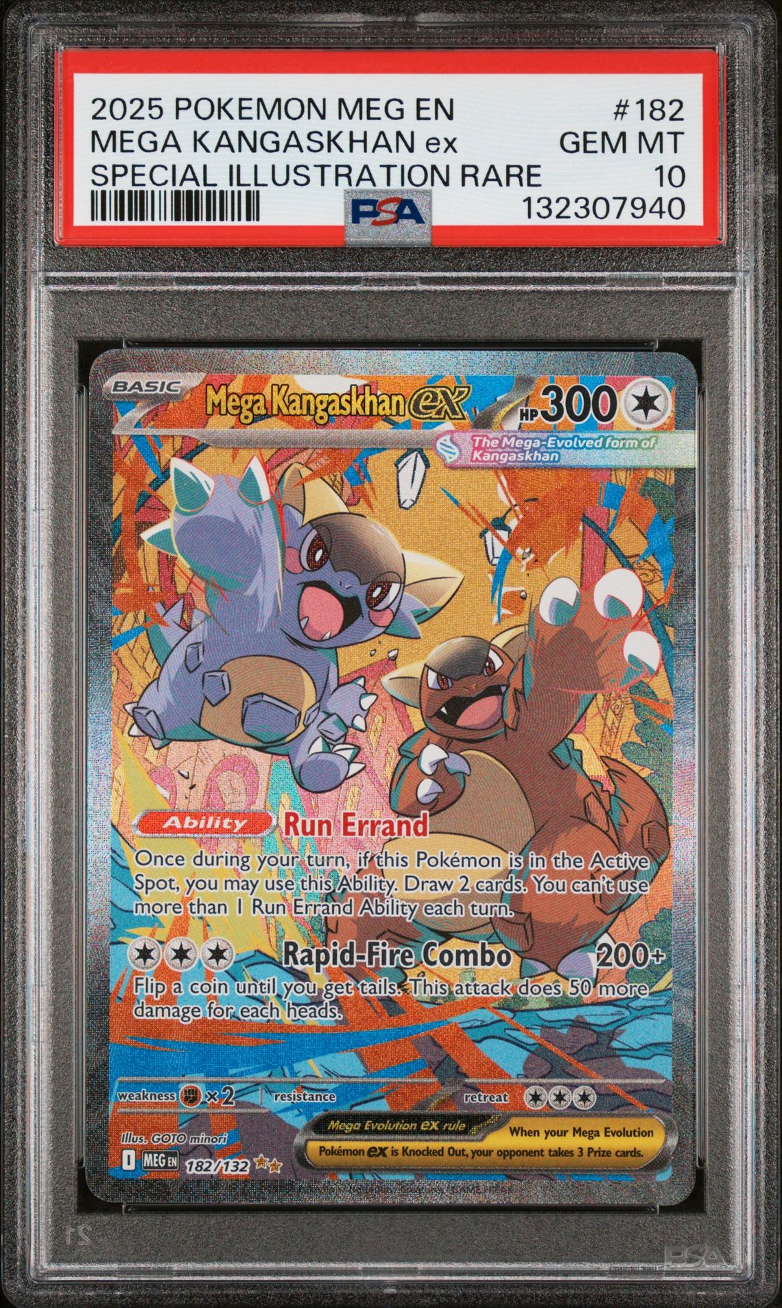 2025 Pokemon Meg En-Mega Evolution Mega Kangaskhan Ex #182 (Special Illustration Rare) Gem Mt 10 front