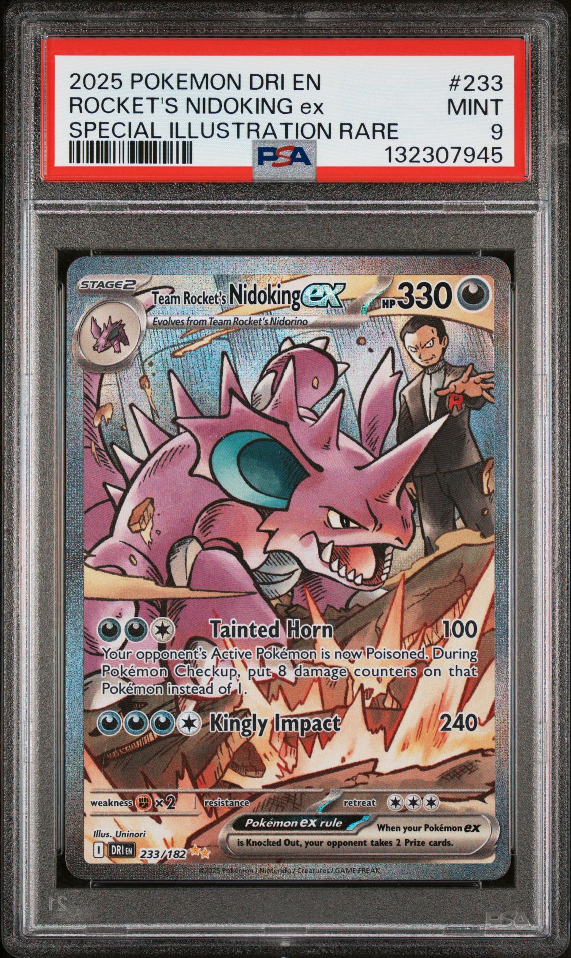 2025 Pokemon Dri En-Destined Rivals Rocket's Nidoking Ex #233 (Special Illustration Rare) Mint 9 front