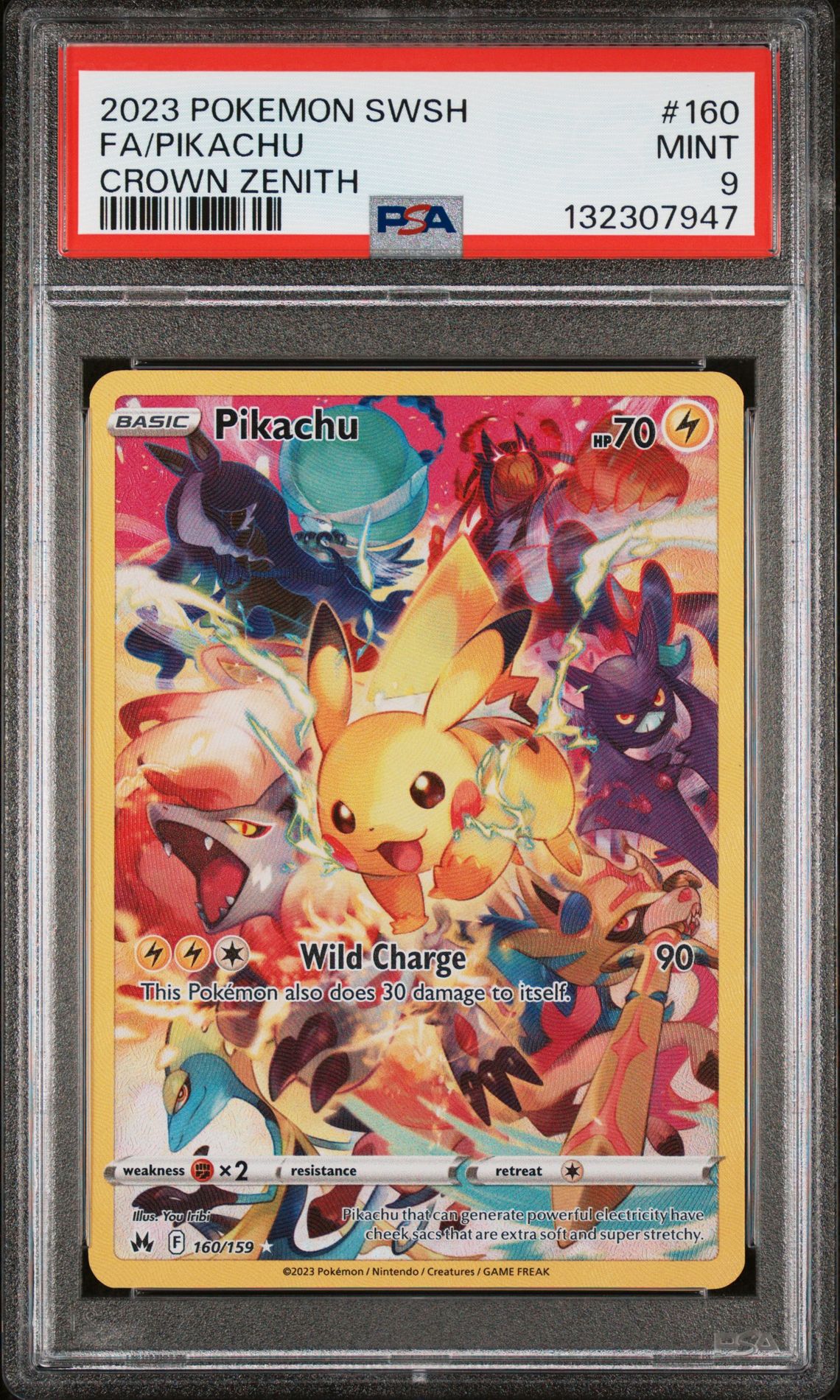 2023 Pokemon Sword And Shield Crown Zenith Fa/Pikachu #160 (Crown Zenith) Mint 9 front
