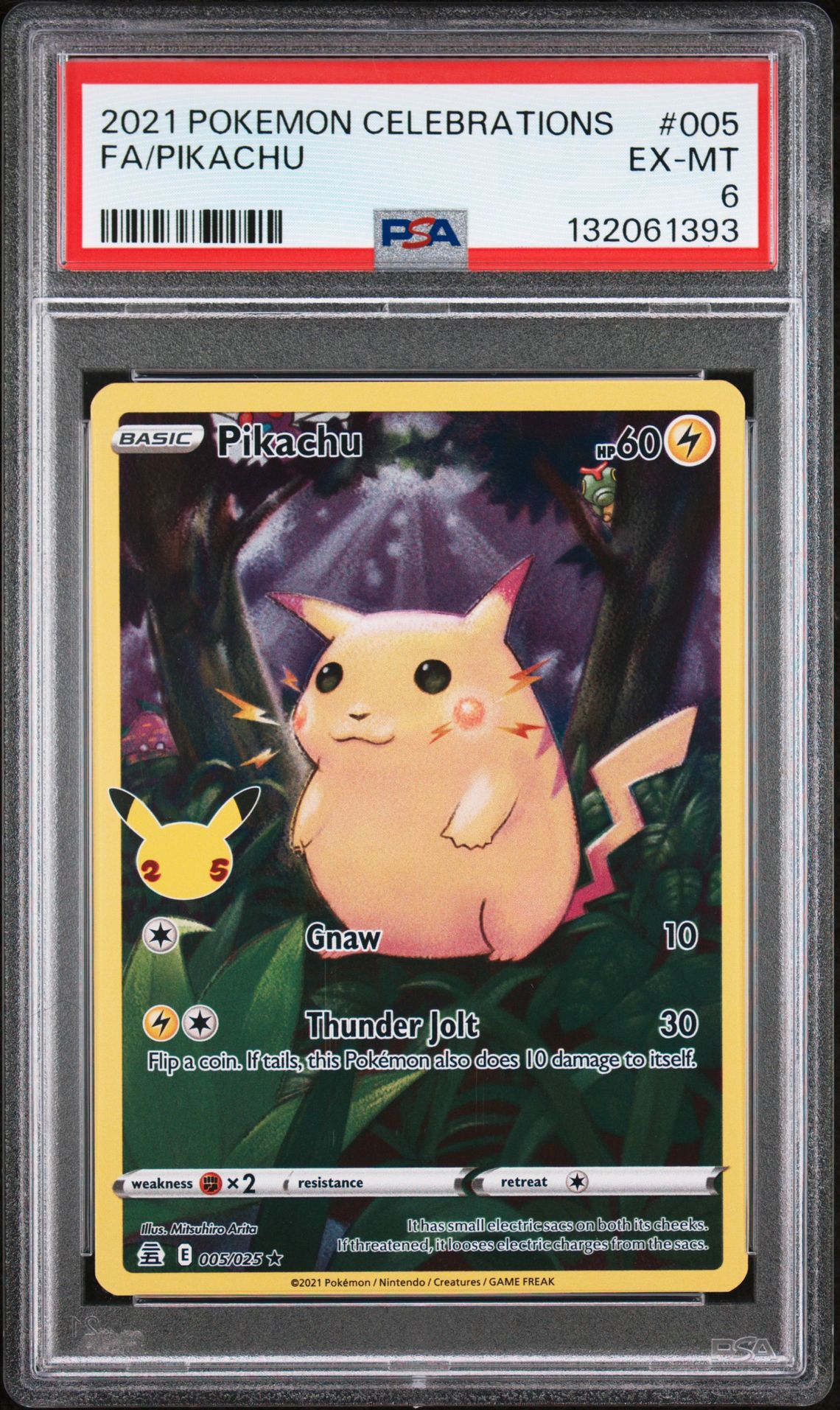 2021 Pokemon Celebrations Fa/Pikachu #005 Ex-Mt 6 front