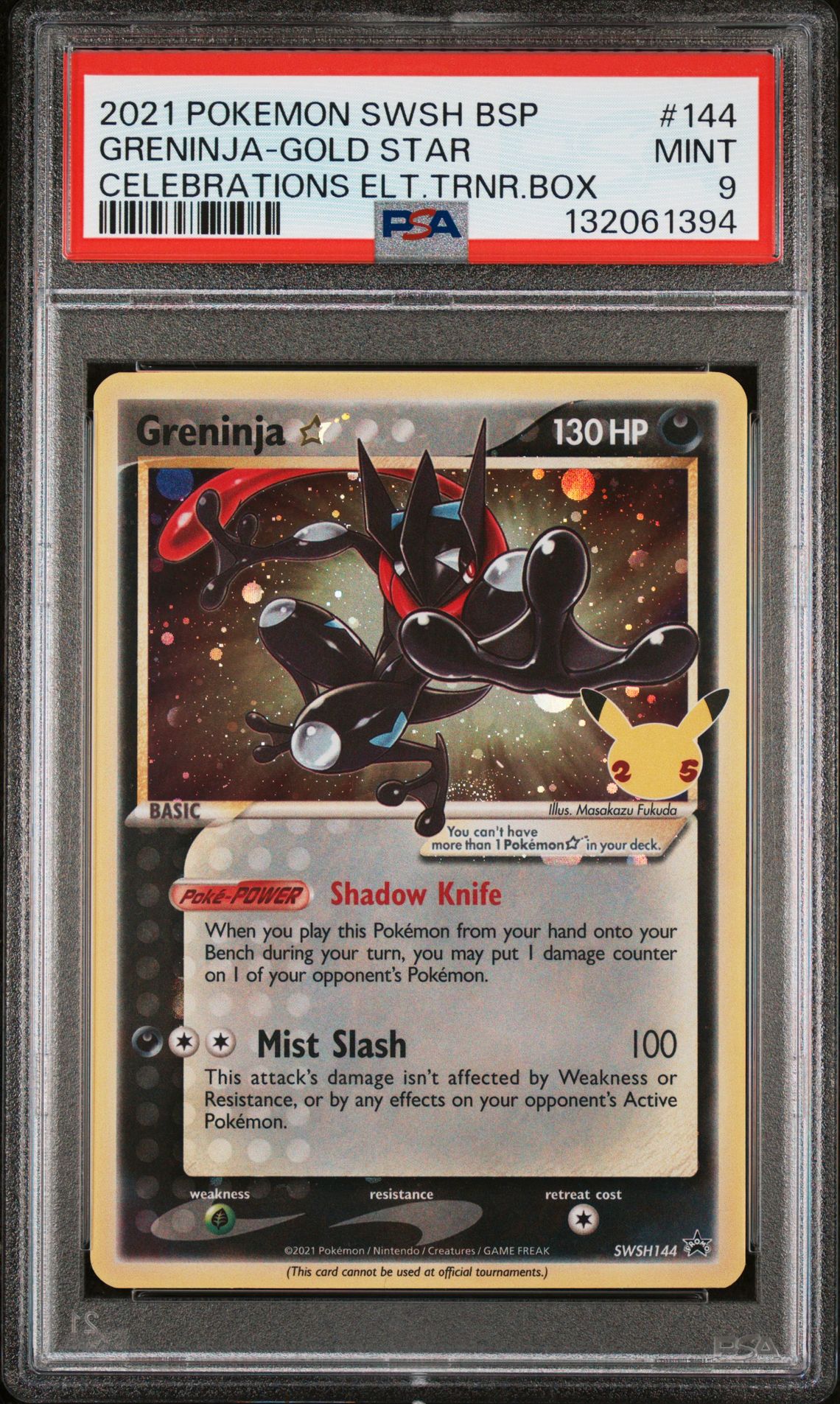 2021 Pokemon Swsh Black Star Promo Greninja-Gold Star #144 (Celebrations Elt.trnr.box) Mint 9 front