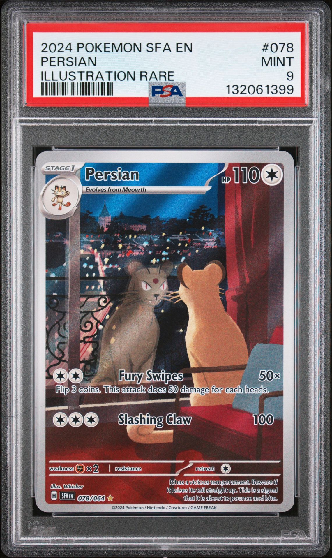 2024 Pokemon Sfa En-Shrouded Fable Persian #078 (Illustration Rare) Mint 9 front