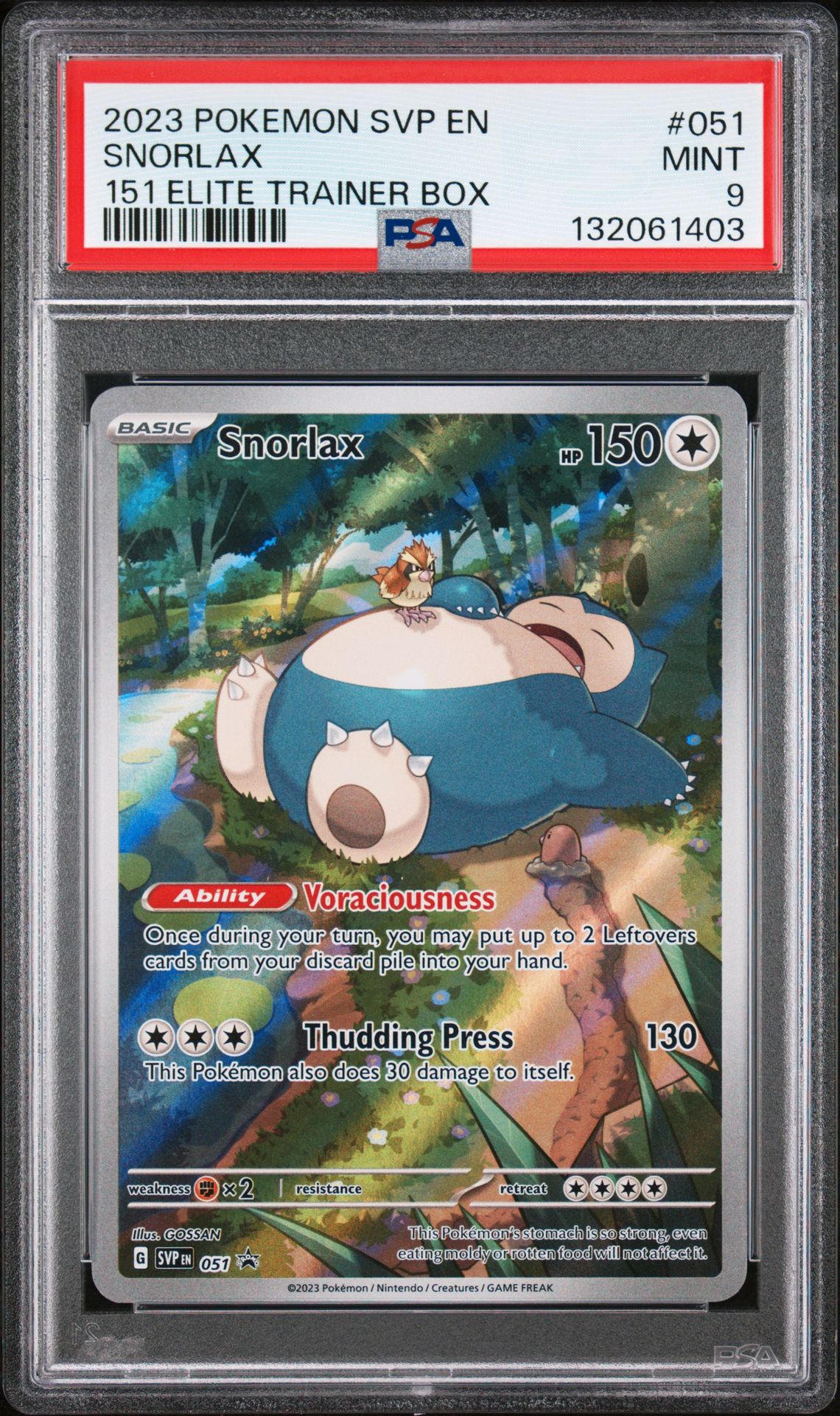 2023 Pokemon Svp En-Sv Black Star Promo Snorlax #051 (151 Elite Trainer Box) Mint 9 front