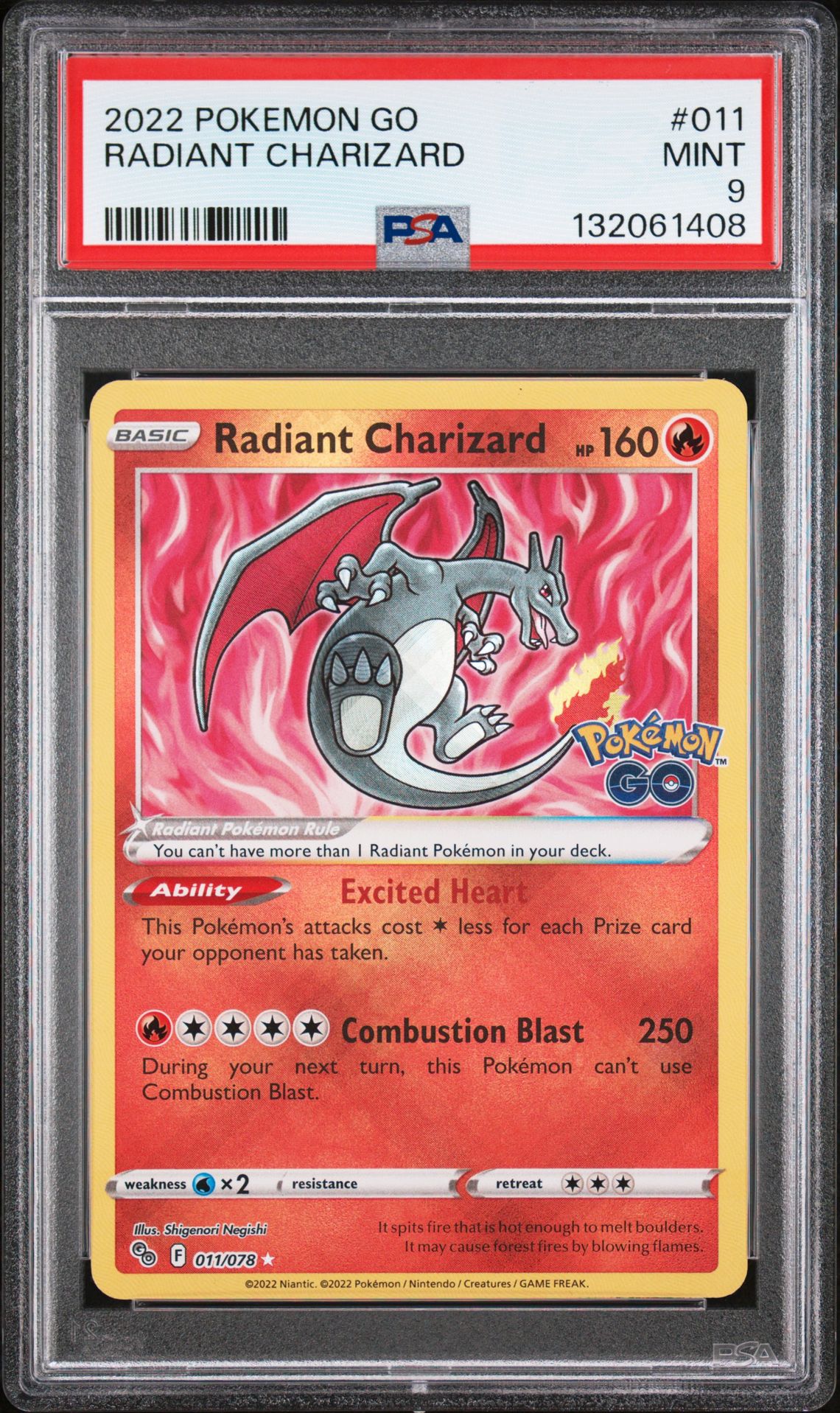 2022 Pokemon Go Radiant Charizard #011 Mint 9 front
