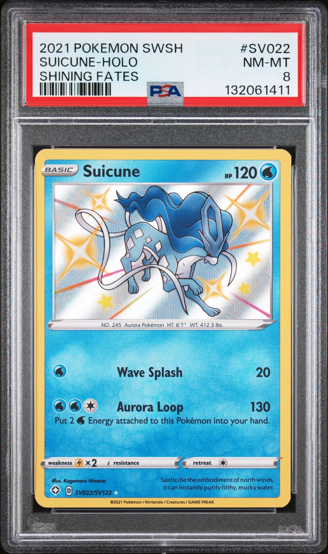 2021 Pokemon Sword & Shield Shining Fates Suicune-Holo #Sv022 (Shining Fates) Nm-Mt 8 front