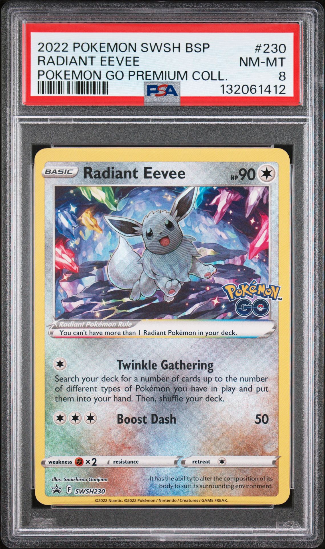 2022 Pokemon Swsh Black Star Promo Radiant Eevee #230 (Pokemon Go Premium Coll.) Nm-Mt 8 front