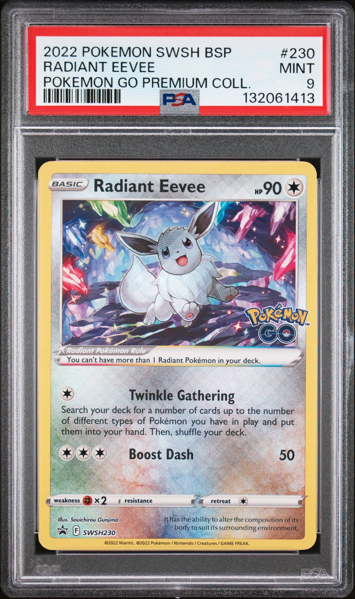 2022 Pokemon Swsh Black Star Promo Radiant Eevee #230 (Pokemon Go Premium Coll.) Mint 9 front