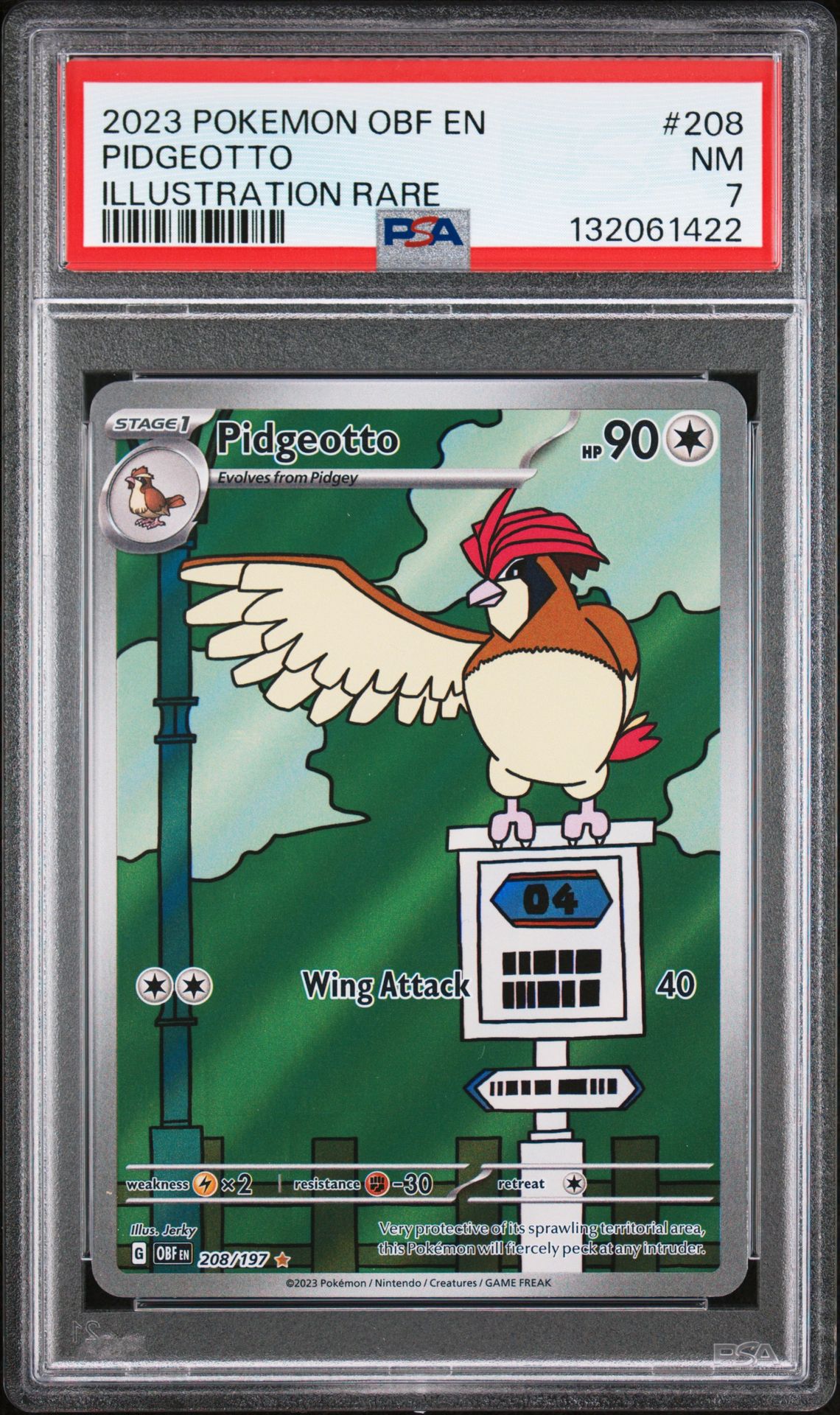 2023 Pokemon Obf En-Obsidian Flames Pidgeotto #208 (Illustration Rare) Nm 7 front