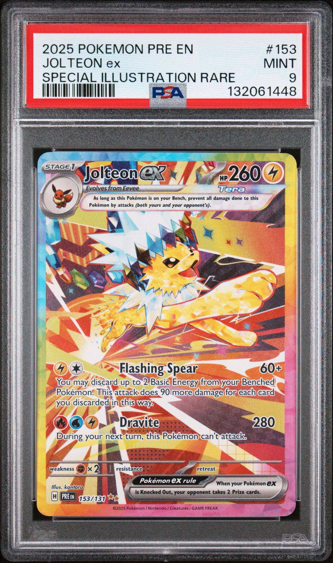 2025 Pokemon Pre En-Prismatic Evolutions Jolteon Ex #153 (Special Illustration Rare) Mint 9 front