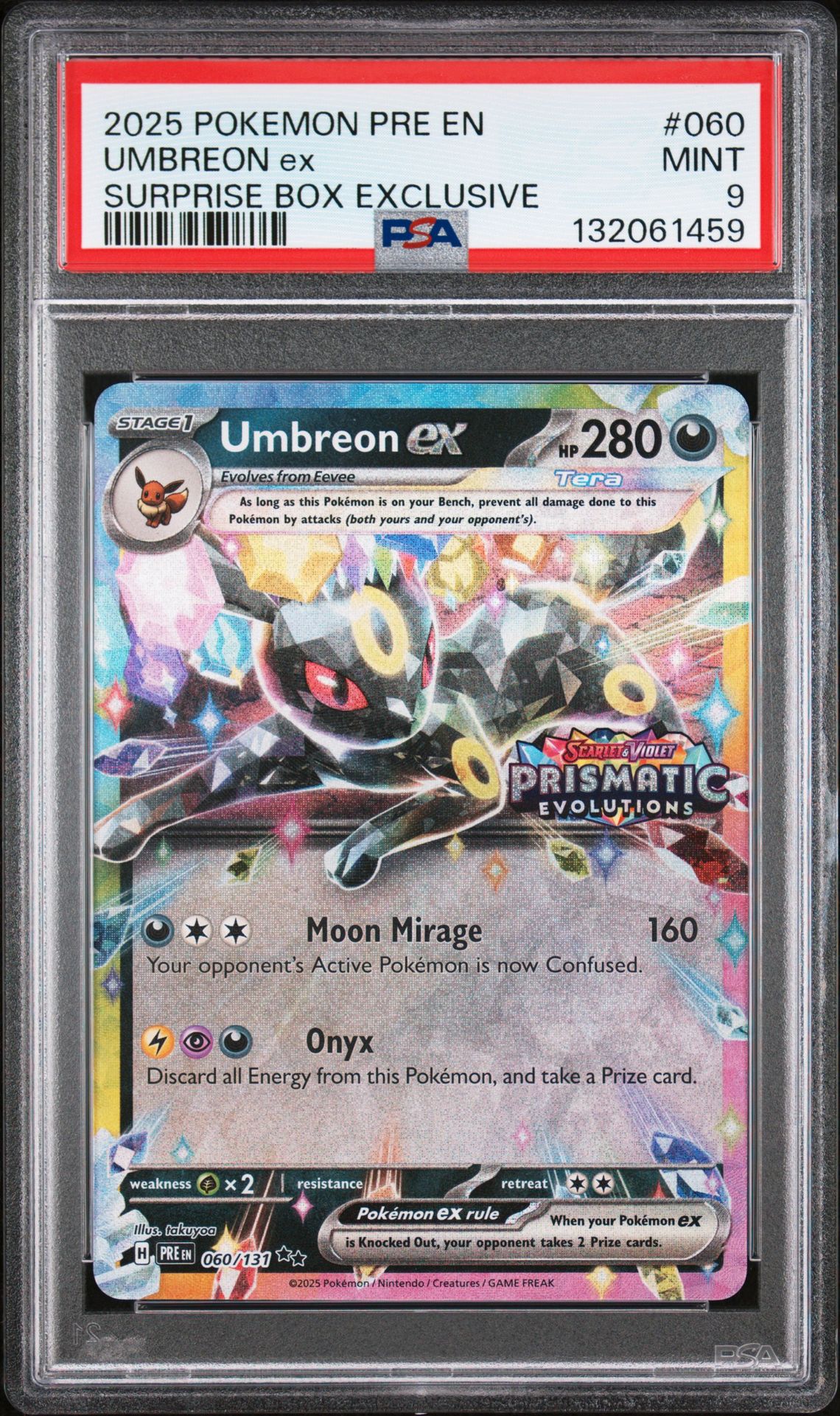 2025 Pokemon Pre En-Prismatic Evolutions Umbreon Ex #060 (Surprise Box Exclusive) Mint 9 front