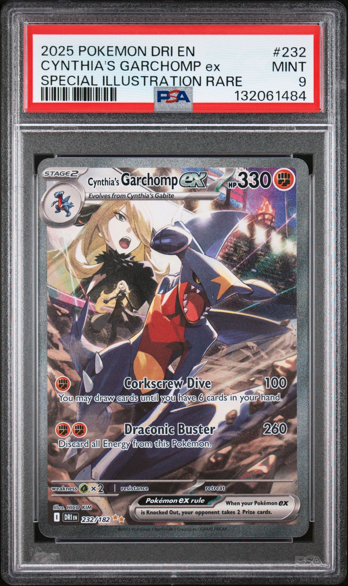 2025 Pokemon Dri En-Destined Rivals Cynthia's Garchomp Ex #232 (Special Illustration Rare) Mint 9 front