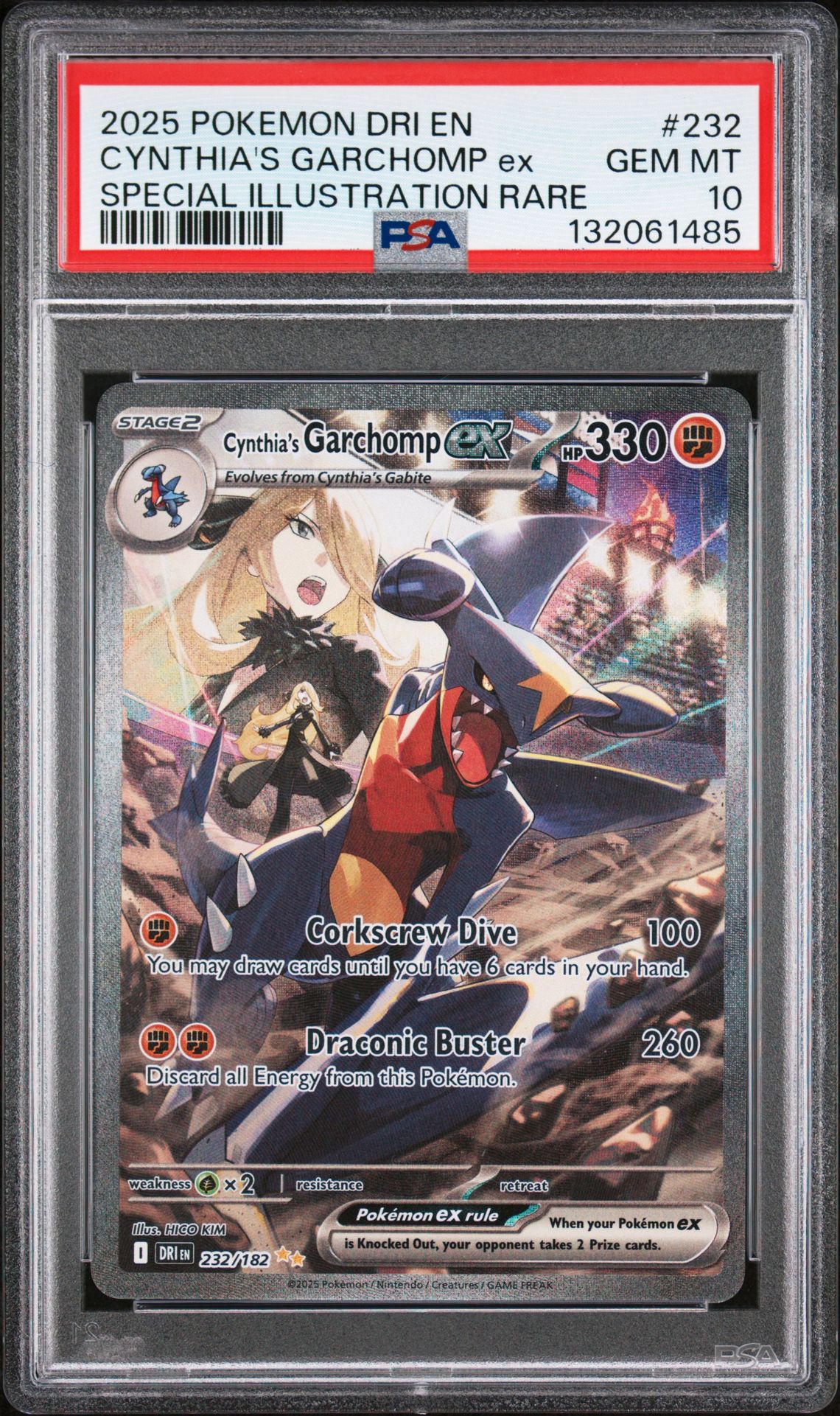 2025 Pokemon Dri En-Destined Rivals Cynthia's Garchomp Ex #232 (Special Illustration Rare) Gem Mt 10 front