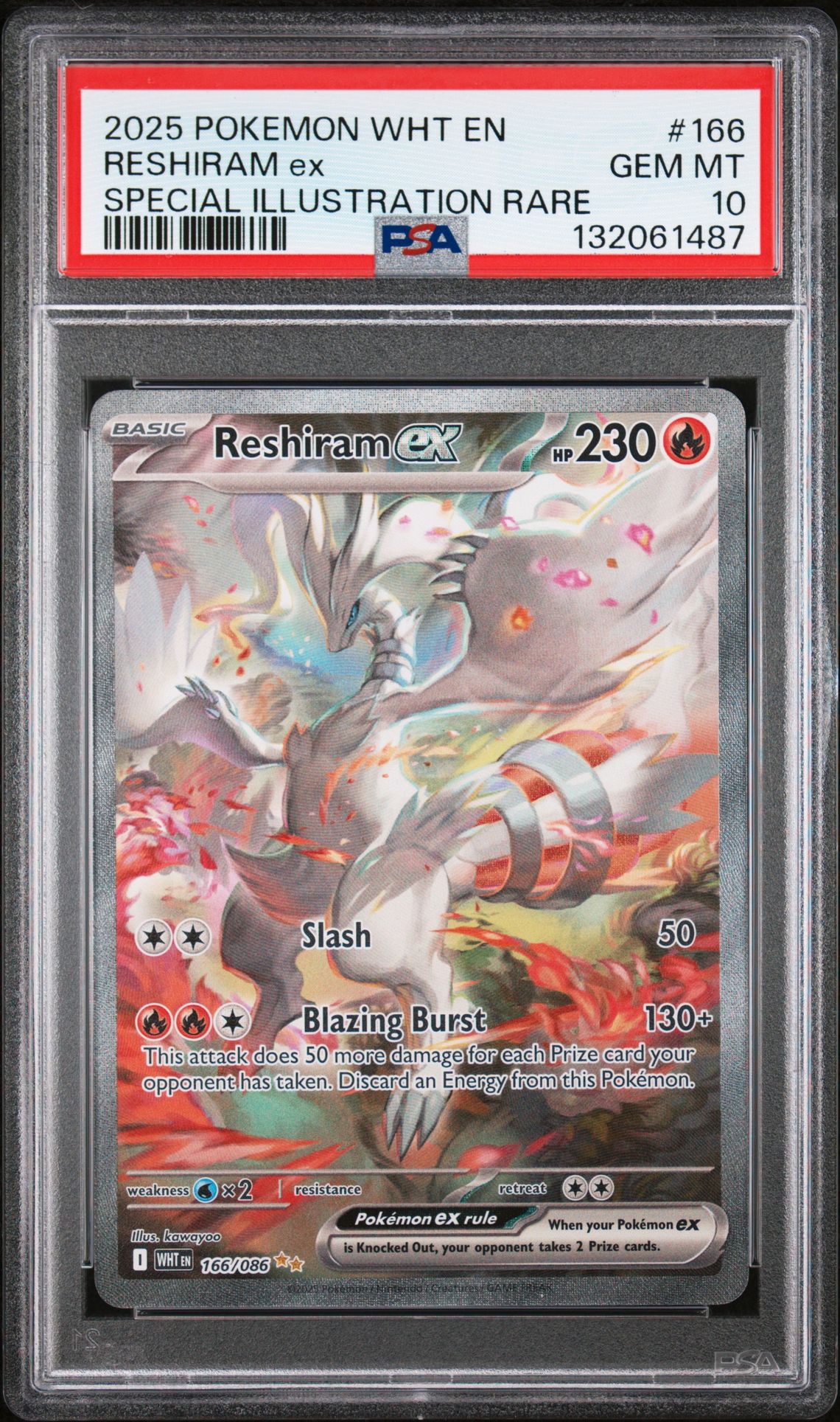 2025 Pokemon Wht En-White Flare Reshiram Ex #166 (Special Illustration Rare) Gem Mt 10 front