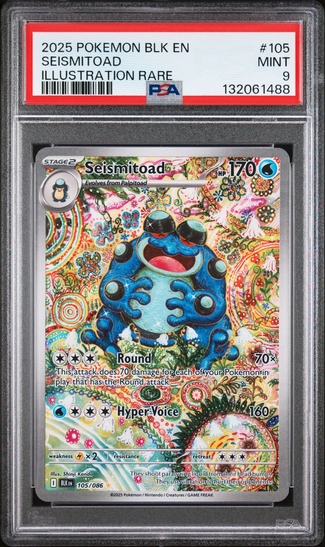 2025 Pokemon Blk En-Black Bolt Seismitoad #105 (Illustration Rare) Mint 9 front