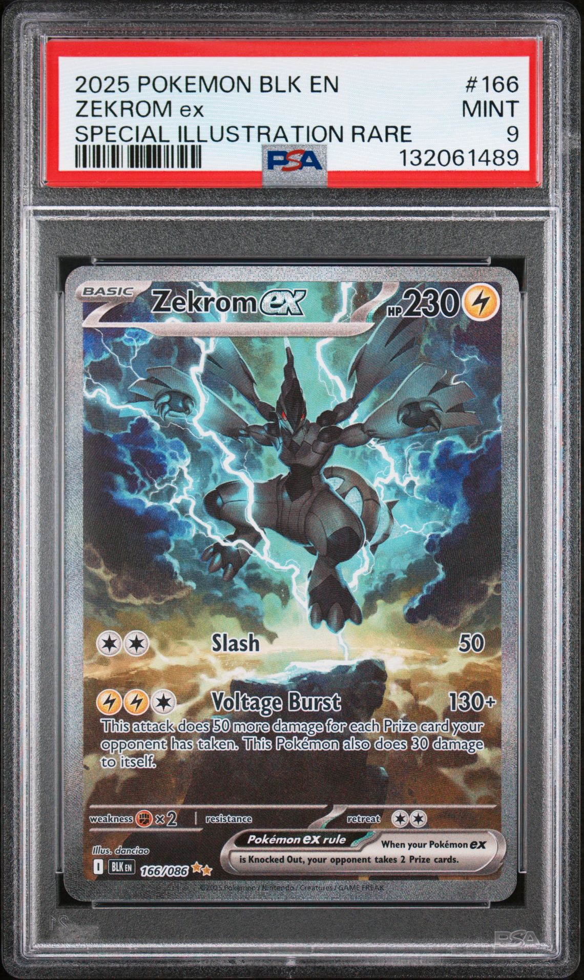 2025 Pokemon Blk En-Black Bolt Zekrom Ex #166 (Special Illustration Rare) Mint 9 front