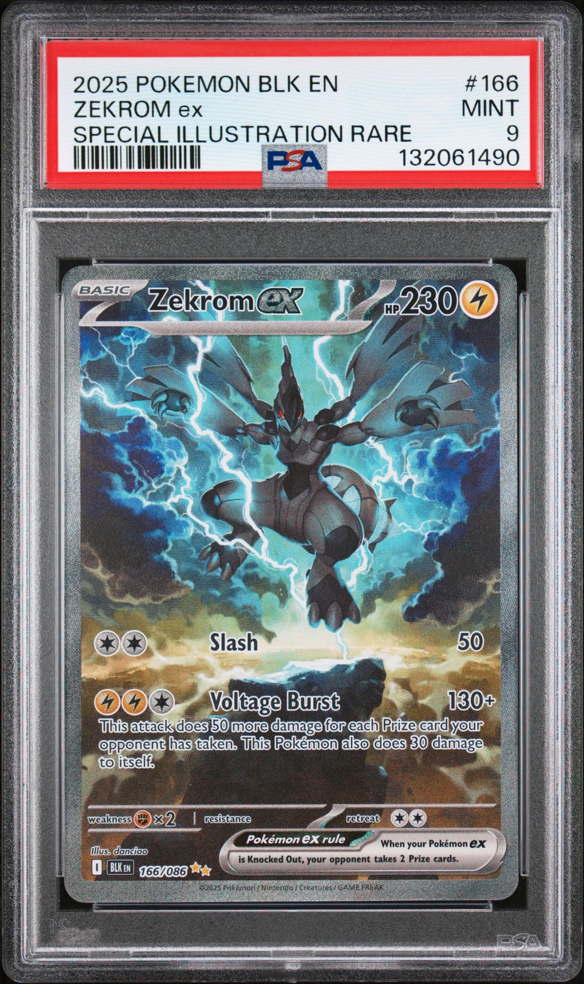 2025 Pokemon Blk En-Black Bolt Zekrom Ex #166 (Special Illustration Rare) Mint 9 front