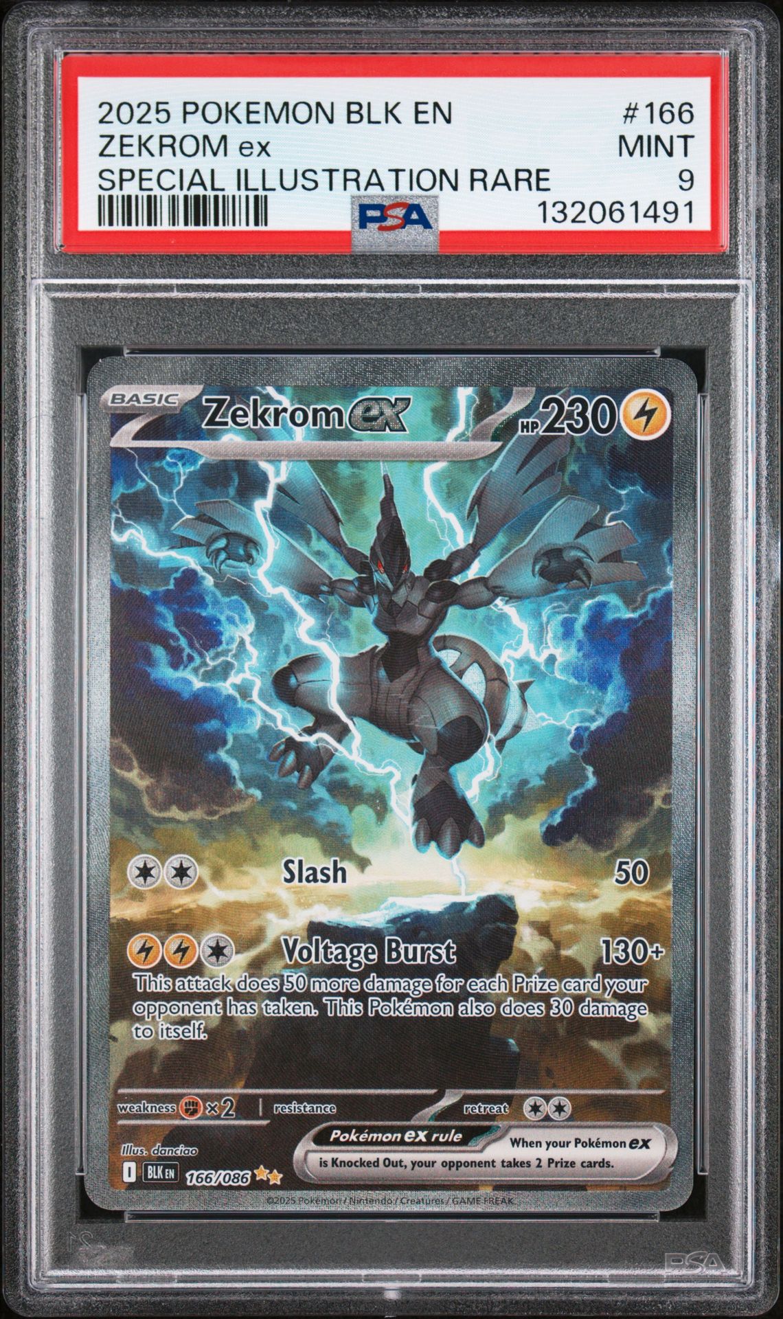 2025 Pokemon Blk En-Black Bolt Zekrom Ex #166 (Special Illustration Rare) Mint 9 front