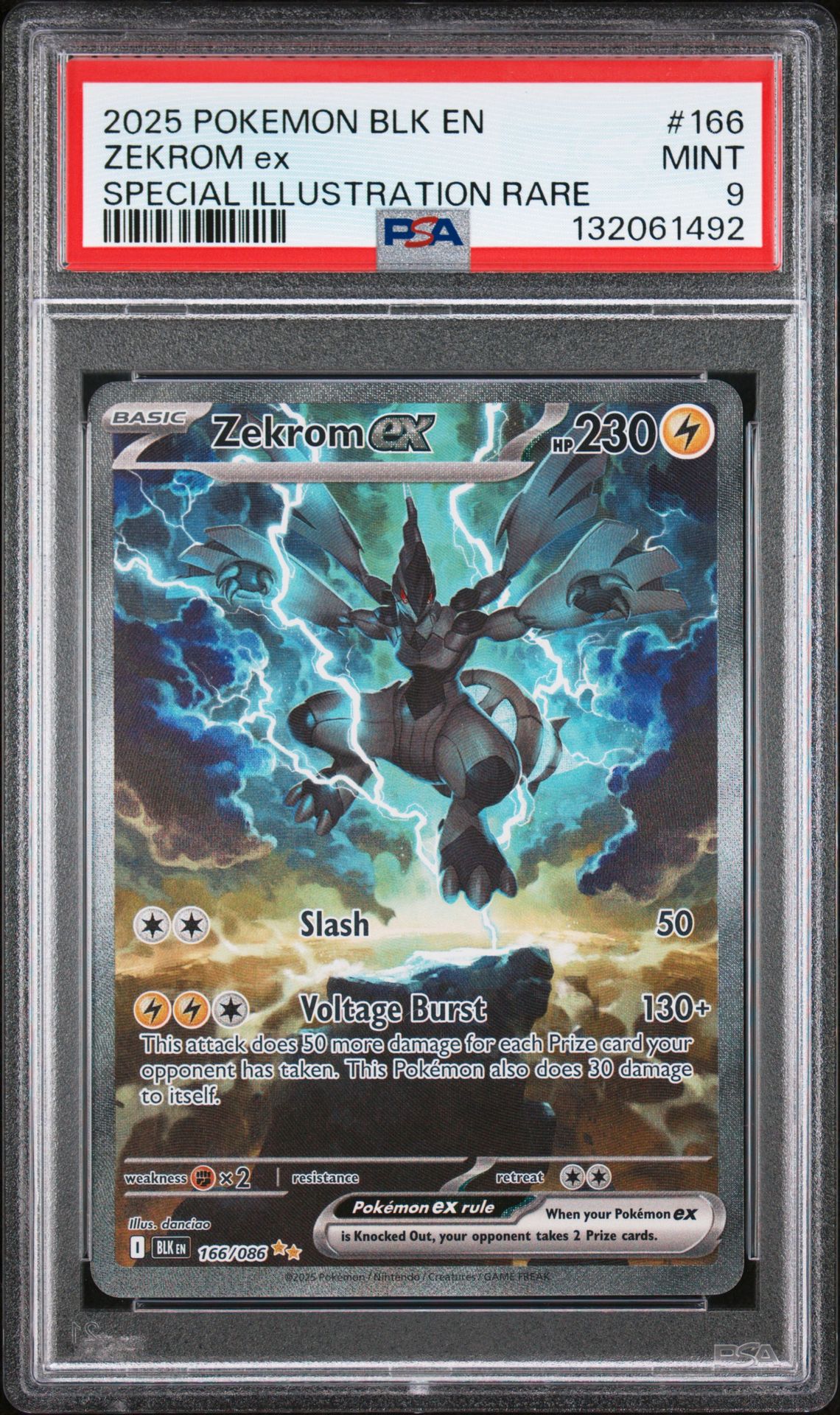 2025 Pokemon Blk En-Black Bolt Zekrom Ex #166 (Special Illustration Rare) Mint 9 front