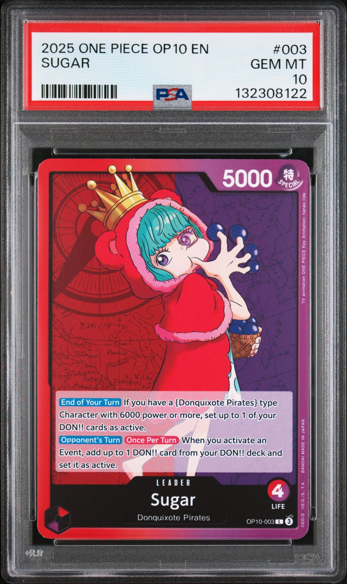 2025 One Piece Op10-Royal Blood Sugar #003 Gem Mt 10 front