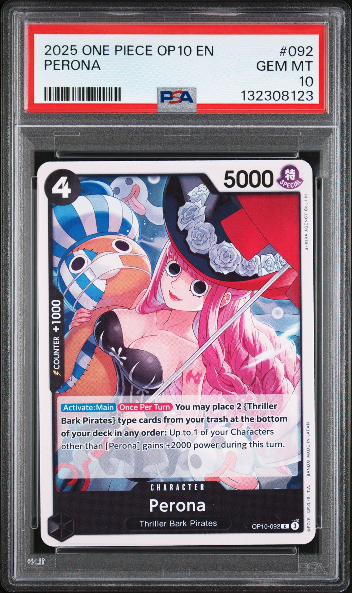 2025 One Piece Op10-Royal Blood Perona #092 Gem Mt 10 front