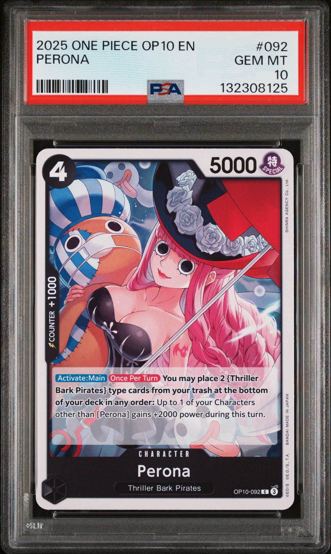 2025 One Piece Op10-Royal Blood Perona #092 Gem Mt 10 front