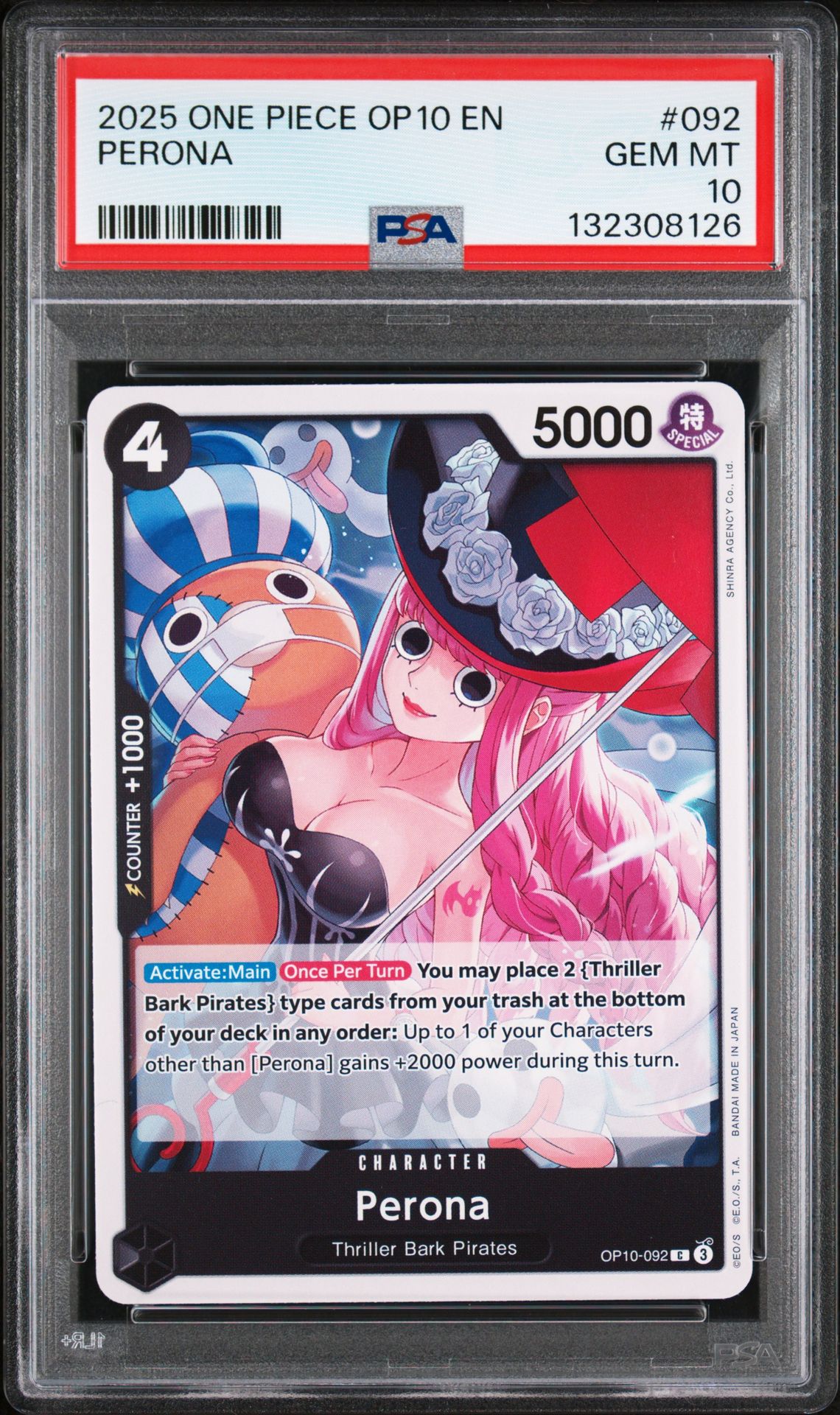 2025 One Piece Op10-Royal Blood Perona #092 Gem Mt 10 front