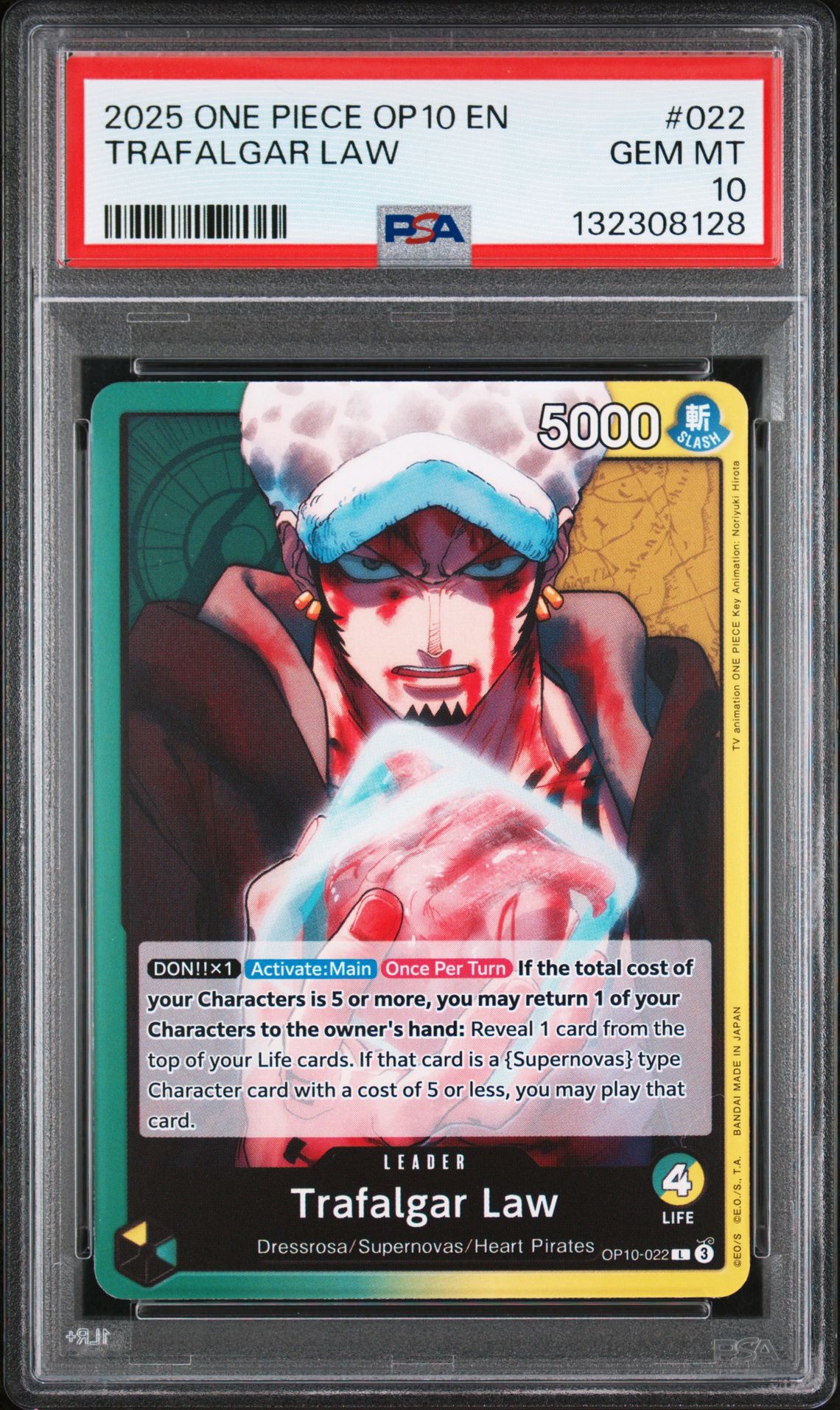 2025 One Piece Op10-Royal Blood Trafalgar Law #022 Gem Mt 10 front