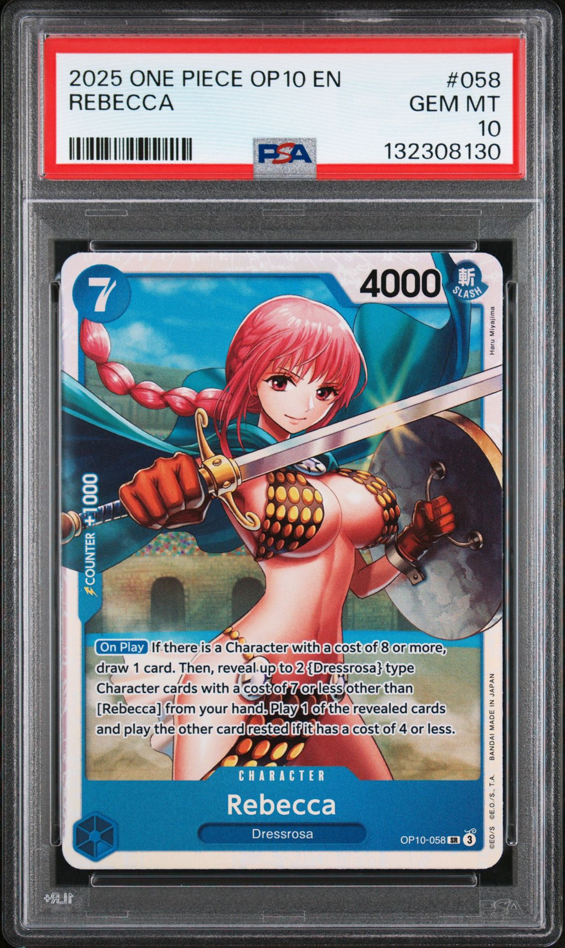2025 One Piece Op10-Royal Blood Rebecca #058 Gem Mt 10 front