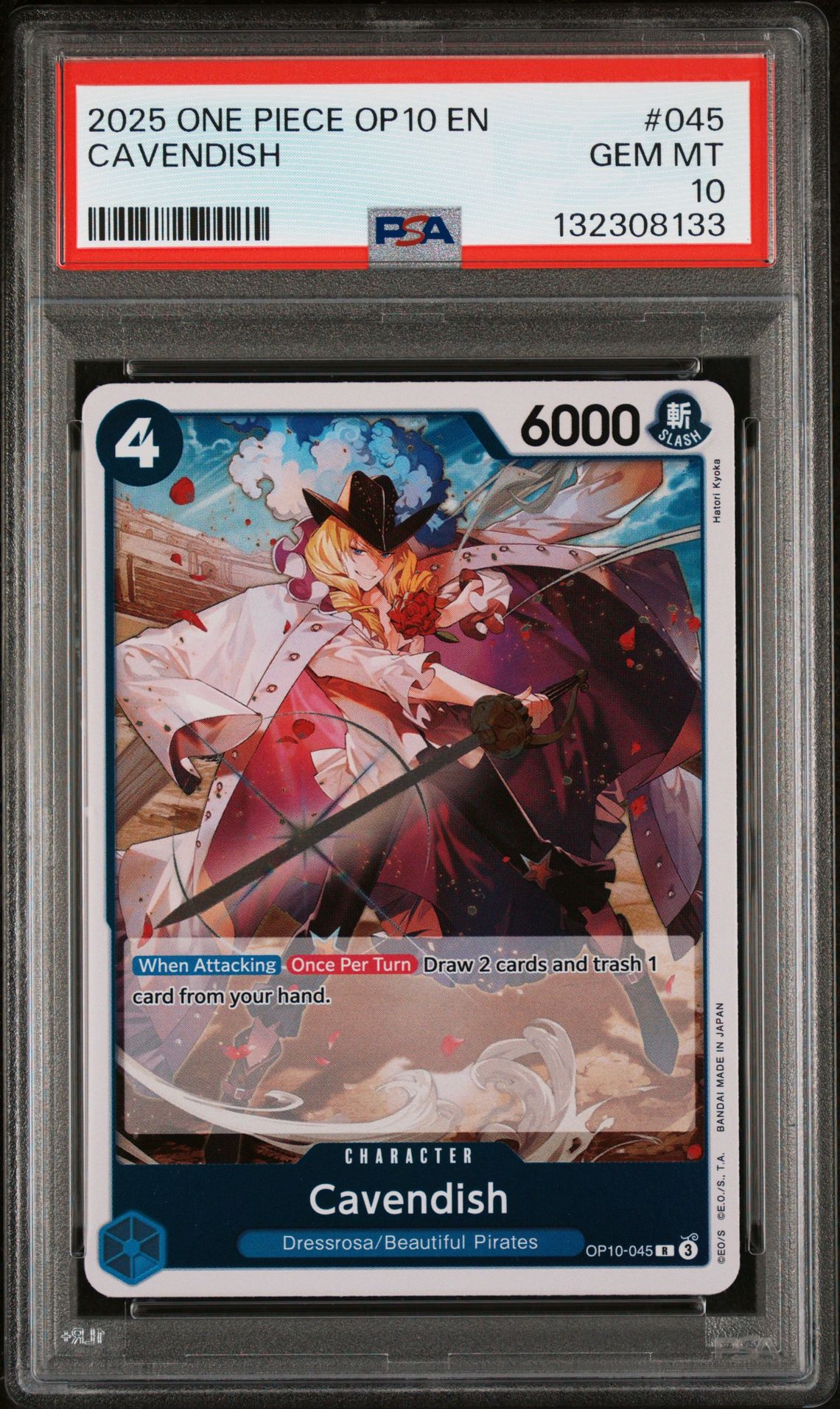 2025 One Piece Op10-Royal Blood Cavendish #045 Gem Mt 10 front