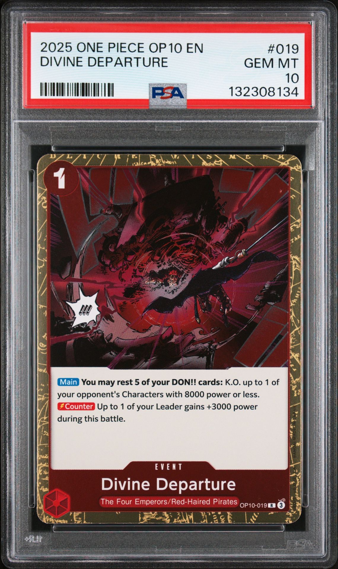 2025 One Piece Op10-Royal Blood Divine Departure #019 Gem Mt 10 front
