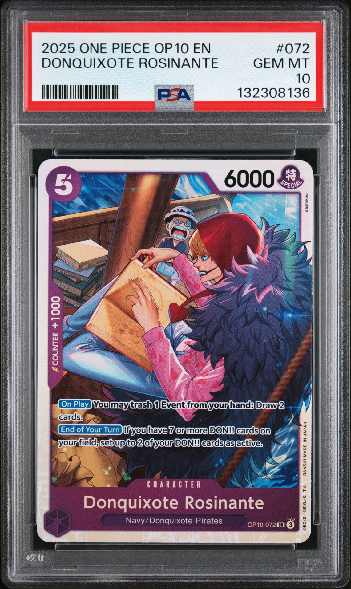 2025 One Piece Op10-Royal Blood Donquixote Rosinante #072 Gem Mt 10 front