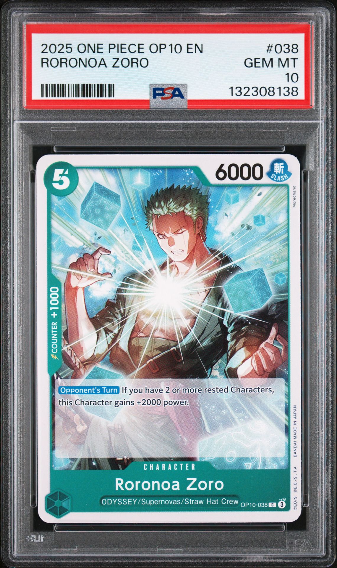 2025 One Piece Op10-Royal Blood Roronoa Zoro #038 Gem Mt 10 front