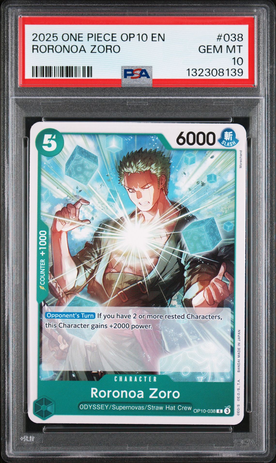 2025 One Piece Op10-Royal Blood Roronoa Zoro #038 Gem Mt 10 front