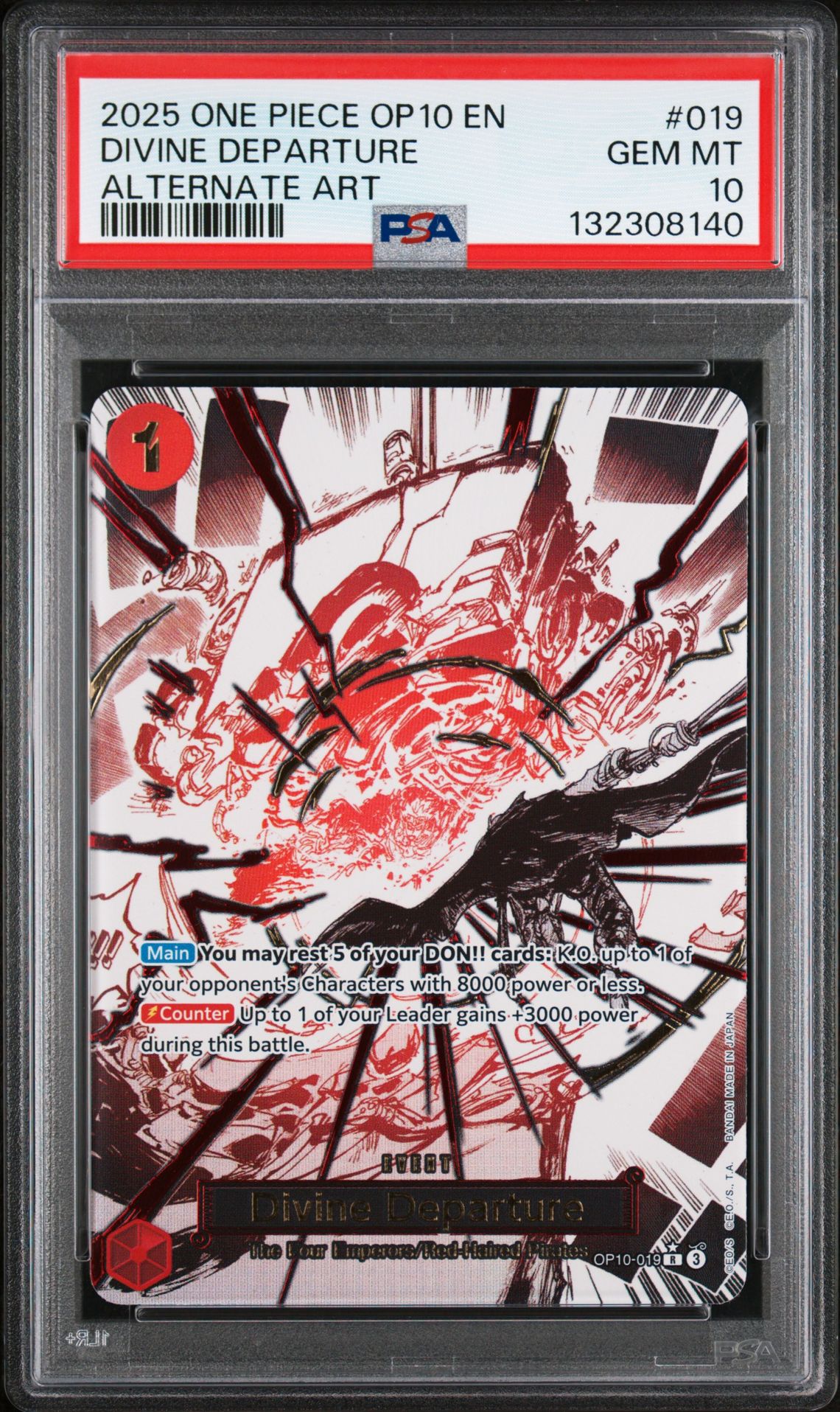 2025 One Piece Op10-Royal Blood Divine Departure #019 (Alternate Art) Gem Mt 10 front