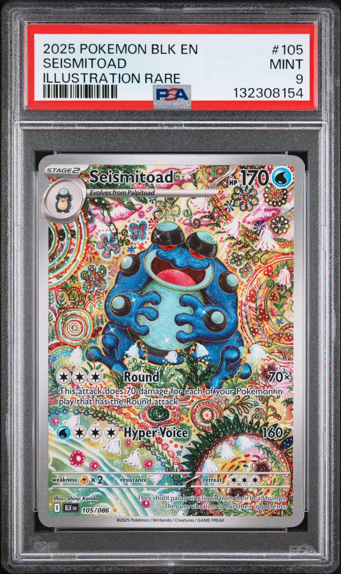 2025 Pokemon Blk En-Black Bolt Seismitoad #105 (Illustration Rare) Mint 9 front