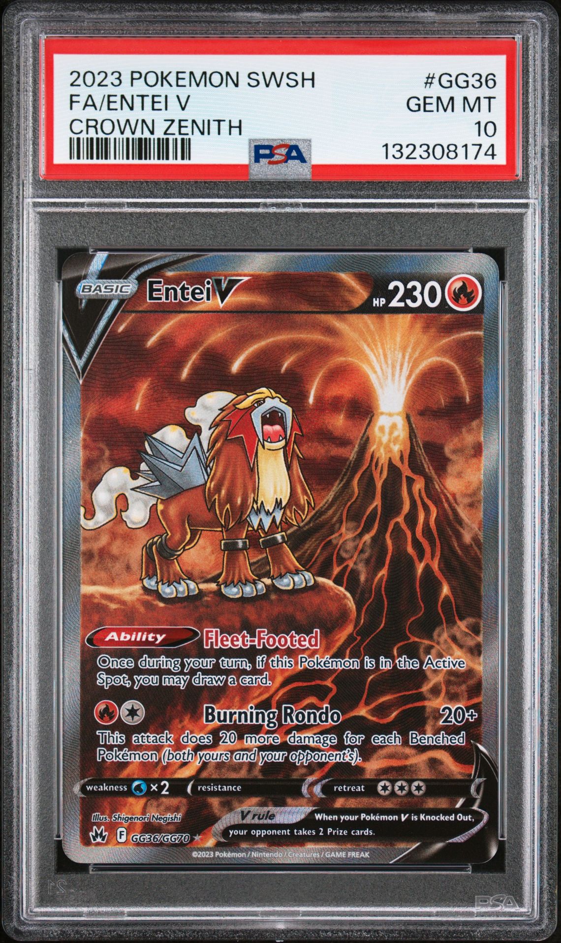 2023 Pokemon Sword And Shield Crown Zenith Fa/Entei V #Gg36 (Crown Zenith) Gem Mt 10 front