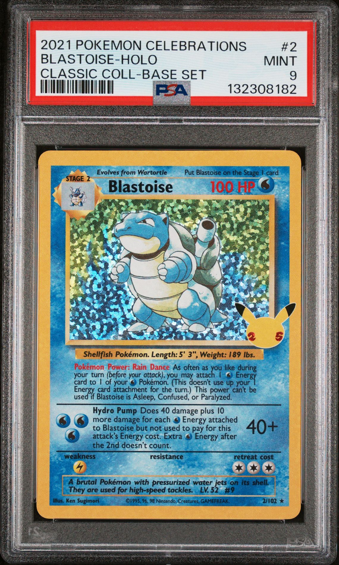 2021 Pokemon Celebrations Classic Collection Blastoise-Holo #2 (Classic Coll-Base Set) Mint 9 front