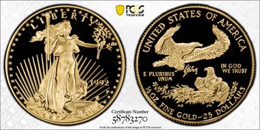 1992-P $25 Gold Eagle PR69DCAM