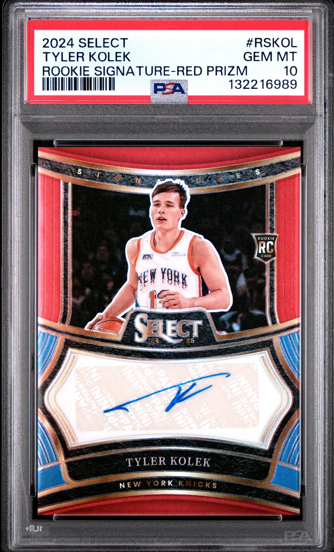 2024 Panini Select Rookie Signatures Tyler Kolek #Rskol (Rookie Signature-Red Prizm) Gem Mt 10 front
