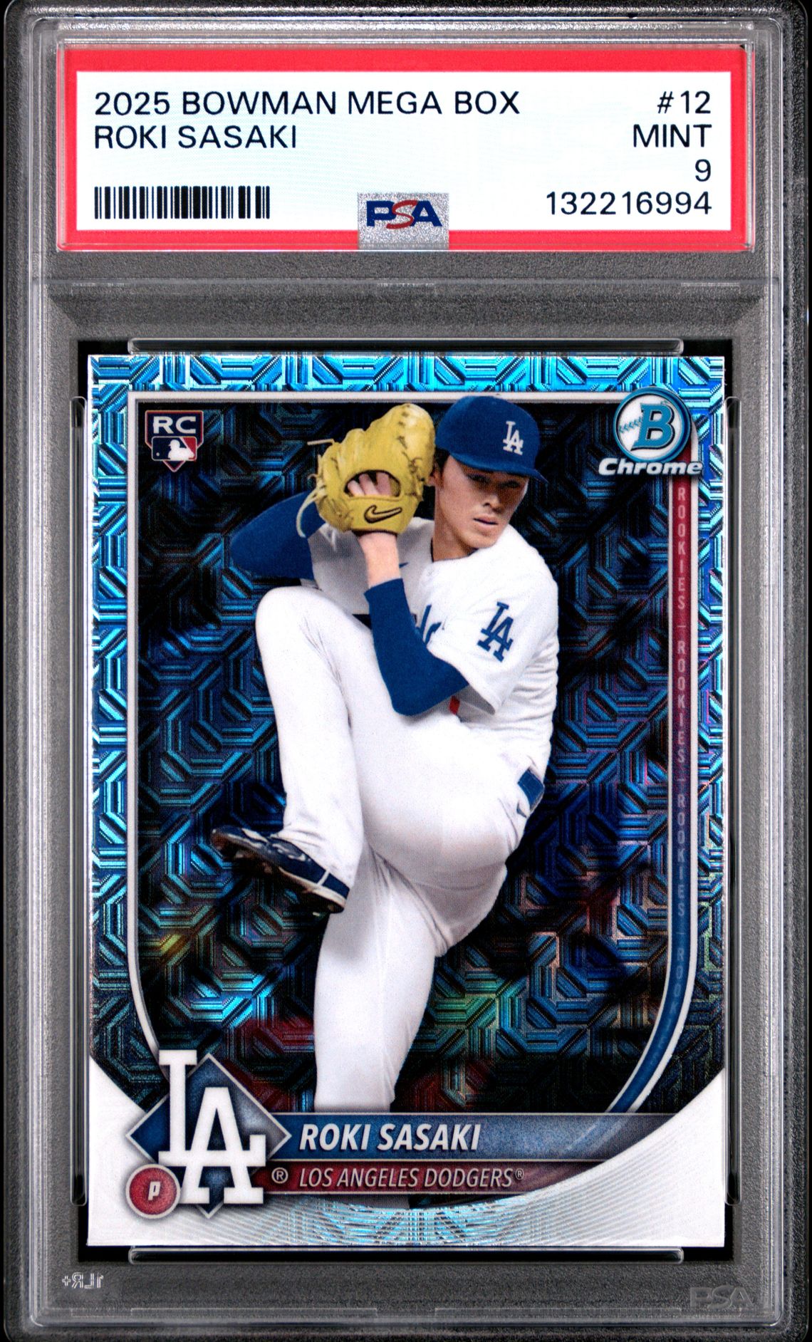 2025 Bowman Mega Box Chrome Roki Sasaki #12 Mint 9 front