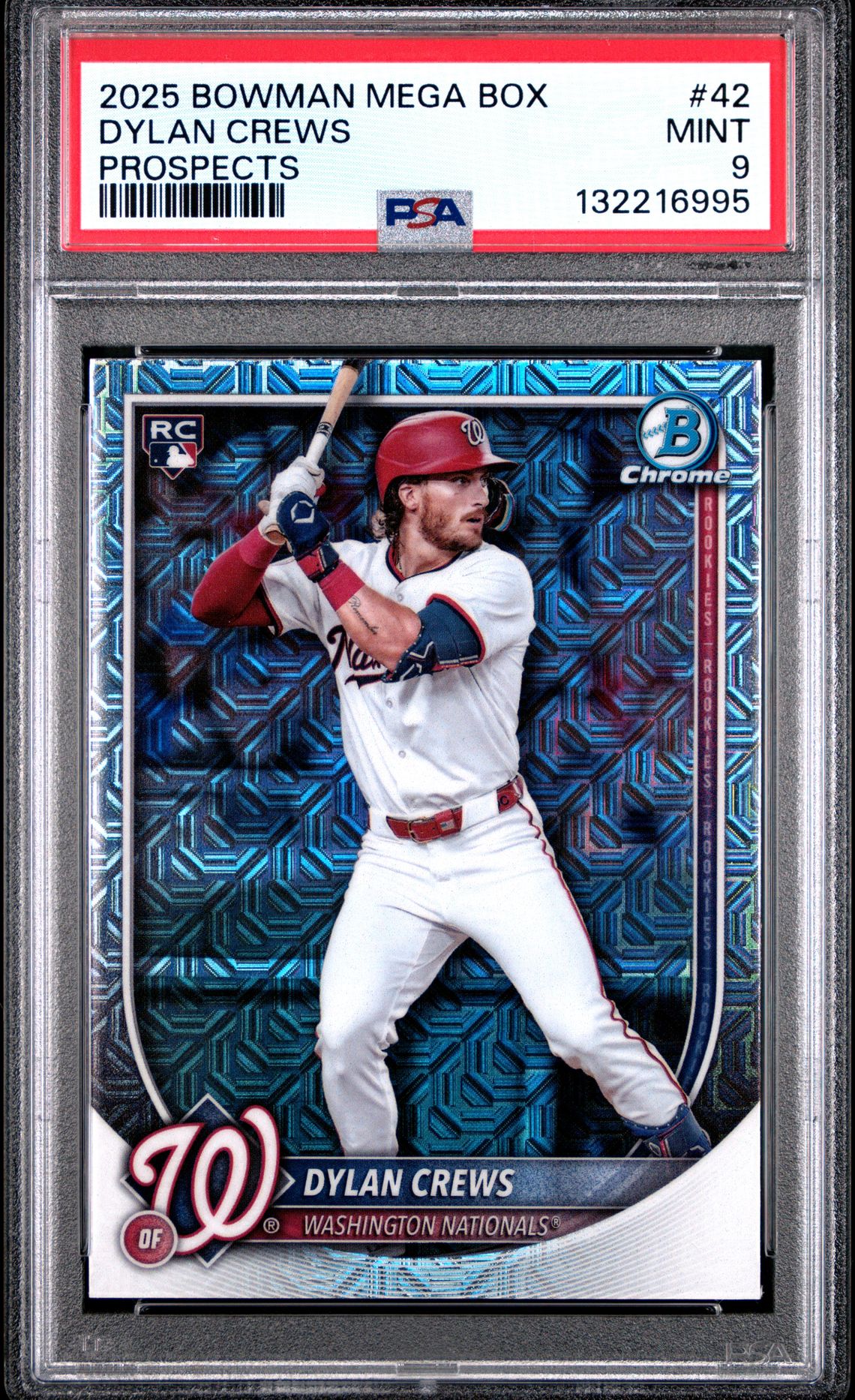 2025 Bowman Mega Box Chrome Prospects Dylan Crews #42 Mint 9 front