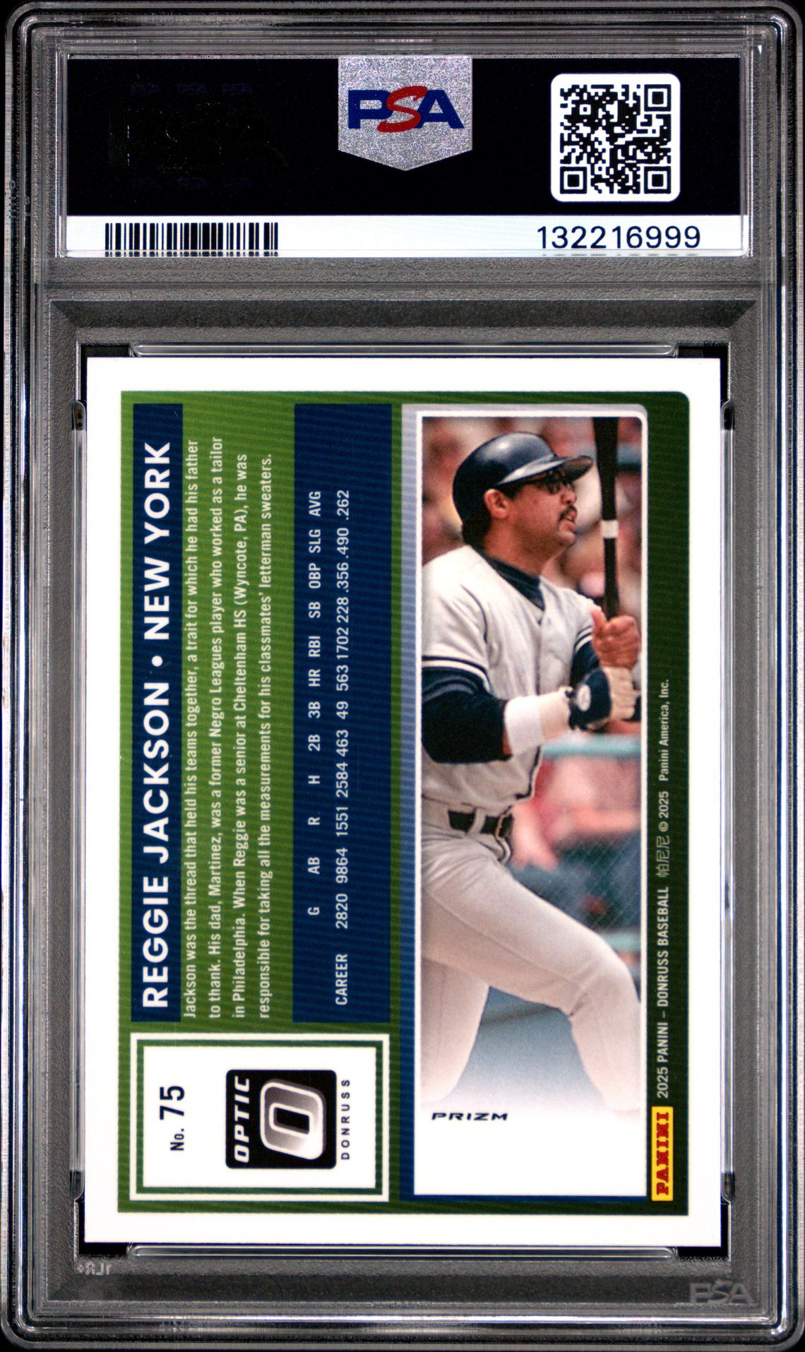 2025 Panini Donruss Reggie Jackson #75 (Optic-Circles) Mint 9 back