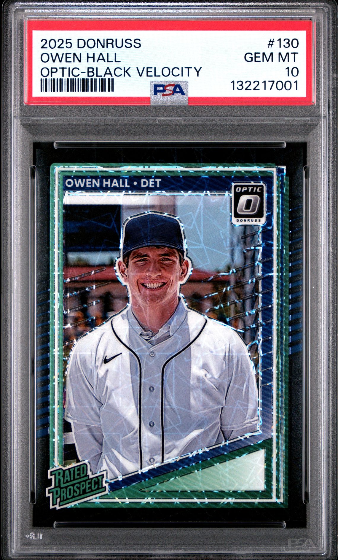 2025 Panini Donruss Owen Hall #130 (Optic-Black Velocity) Gem Mt 10 front