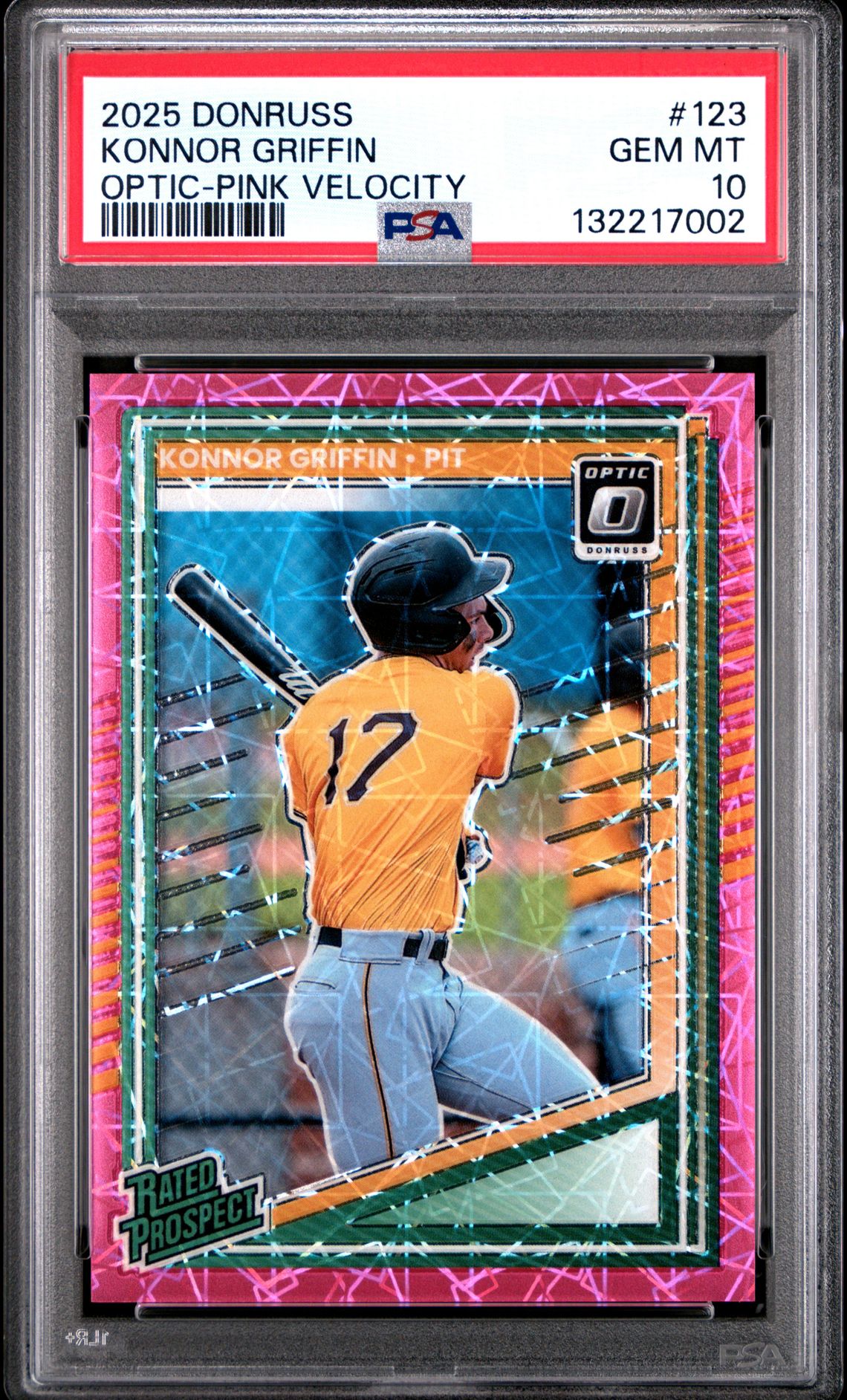 2025 Panini Donruss Konnor Griffin #123 (Optic-Pink Velocity) Gem Mt 10 front