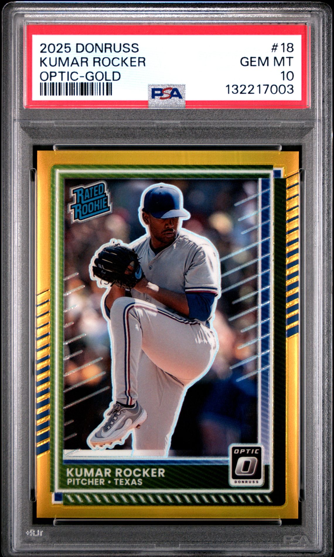 2025 Panini Donruss Kumar Rocker #18 (Optic-Gold) Gem Mt 10 front