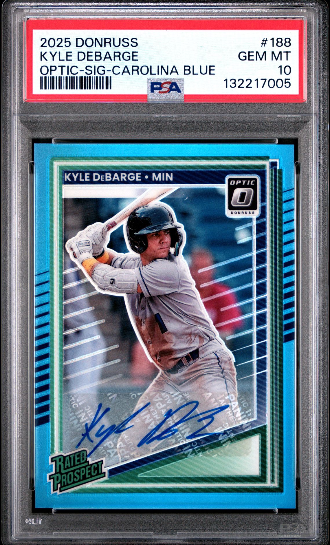 2025 Panini Donruss Kyle Debarge #188 (Optic-Sig-Carolina Blue) Gem Mt 10 front