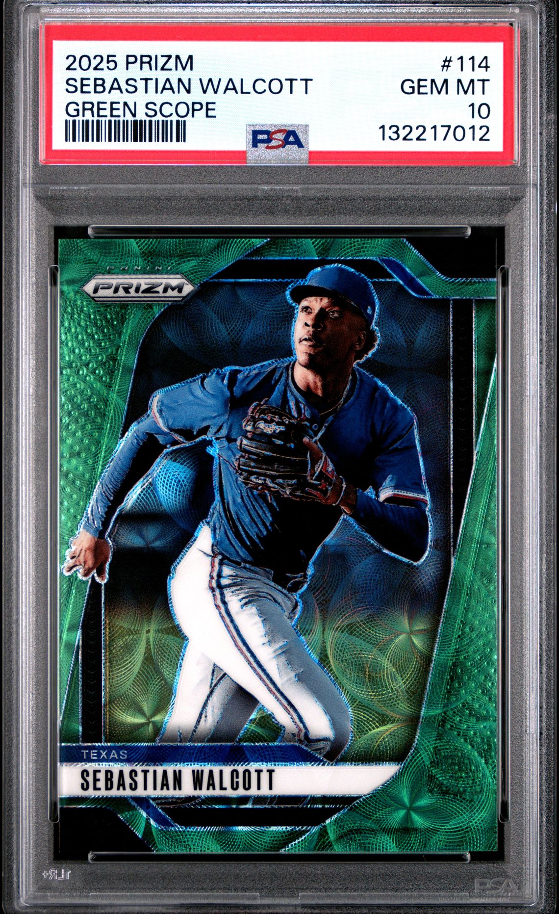 2025 Panini Prizm Sebastian Walcott #114 (Green Scope) Gem Mt 10 front