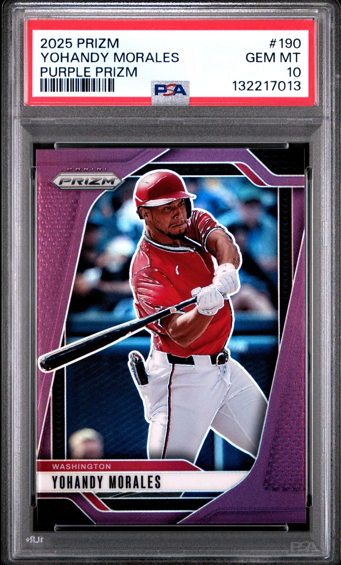 2025 Panini Prizm Yohandy Morales #190 (Purple Prizm) Gem Mt 10 front