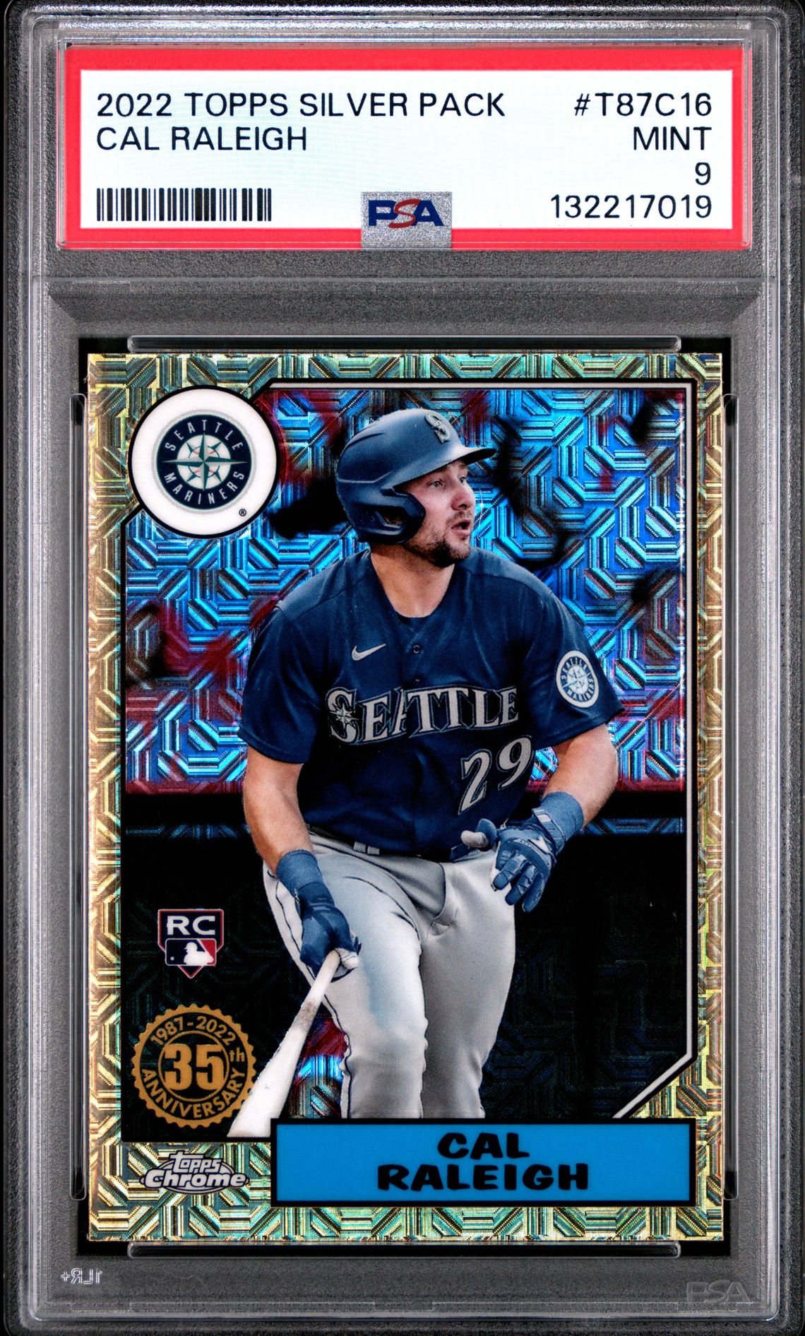 2022 Topps Silver Pack 1987 Chrome Promo Cal Raleigh #T87C16 Mint 9 front