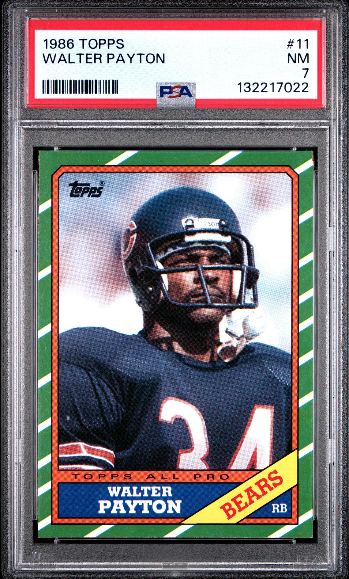 1986 Topps Walter Payton #11 Nm 7 front
